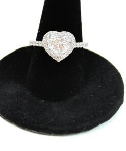 1.69 Carat Heart Lab Diamond Ring with Side Diamonds in 14K White Gold