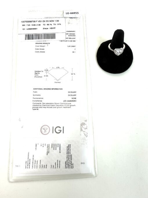 1.69 Carat Heart Lab Diamond Ring with Side Diamonds in 14K White Gold - Image 6