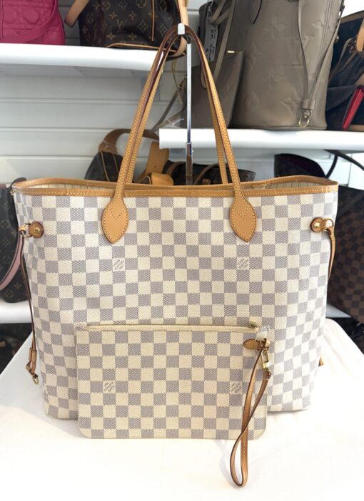 Louis Vuitton Neverfull GM Azur Tote with Pouch Set