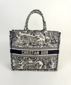 Christian Dior Canvas Embroidered Large Dioriviera Toile De Jouy Book Tote Blue