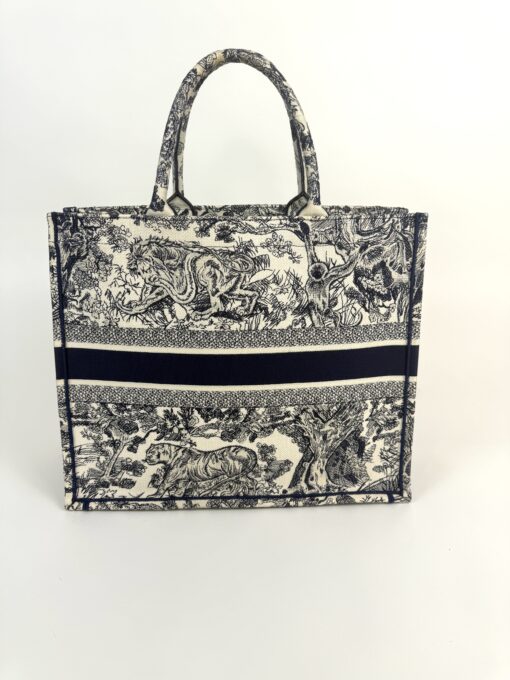 Christian Dior Canvas Embroidered Large Dioriviera Toile De Jouy Book Tote Blue - Image 4