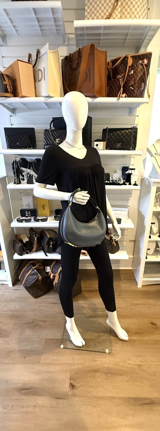 Fendi Vitello Grace Matte Small Fendigraphy Hobo Bag Mirto - Image 2