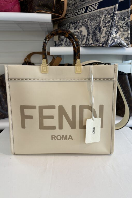 Fendi Medium Cream Sunshine Tote Shopper - Image 5