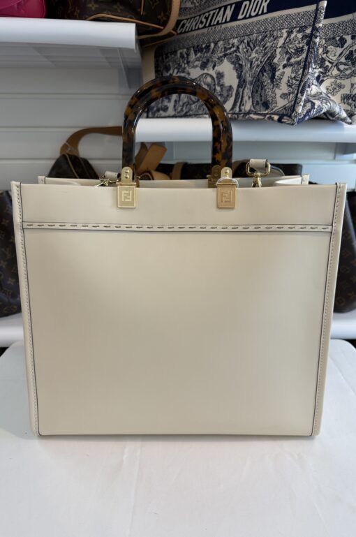 Fendi Medium Cream Sunshine Tote Shopper - Image 8