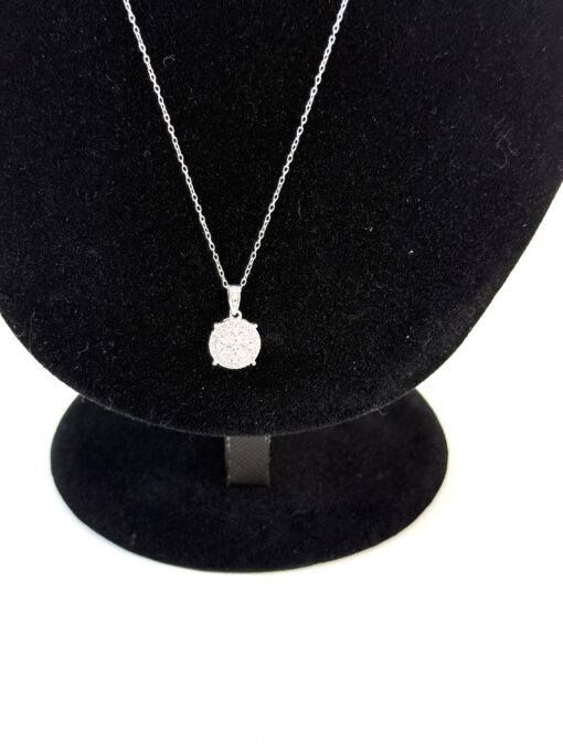 3 Piece Matchng Set Ring Earrings 18" Necklace Natural Diamonds and .925 Sterling Silver Round - Image 4