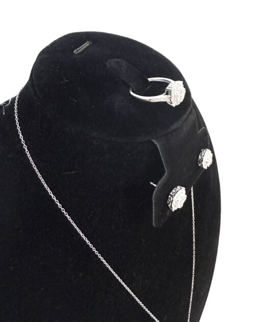 3 Piece Matchng Set Ring Earrings 18" Necklace Natural Diamonds and .925 Sterling Silver Round - Image 9