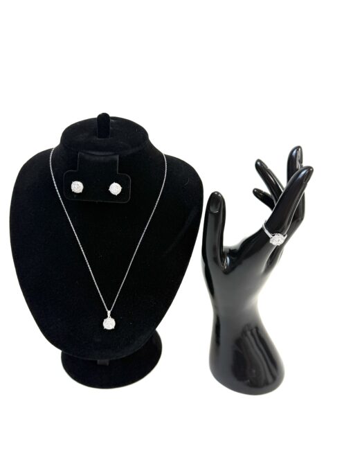 3 Piece Matchng Set Ring Earrings 18" Necklace Natural Diamonds and .925 Sterling Silver Round - Image 5