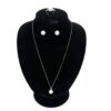 3 Piece Matchng Set Ring Earrings 18" Necklace Natural Diamonds and .925 Sterling Silver Square