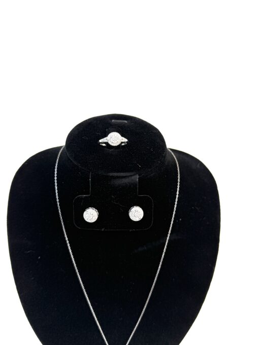 3 Piece Matchng Set Ring Earrings 18" Necklace Natural Diamonds and .925 Sterling Silver Square - Image 6