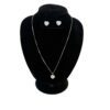 2 Piece Matchng Set Earrings 18" Necklace Natural Diamonds and .925 Sterling Silver Heart