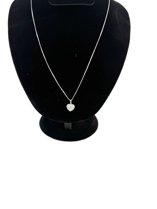 2 Piece Matchng Set Earrings 18" Necklace Natural Diamonds and .925 Sterling Silver Heart - Image 4