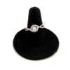 Ring on the velvet stand seen straight on