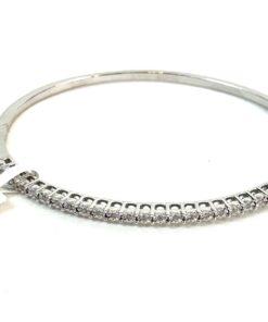 1/4 TCW Natural Diamonds in .925 Sterling Silver Bangle Bracelet