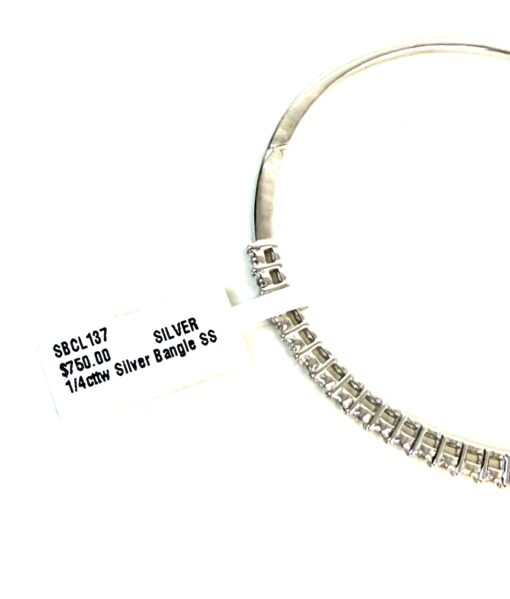 1/4 TCW Natural Diamonds in .925 Sterling Silver Bangle Bracelet - Image 7