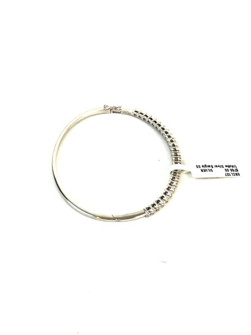 1/4 TCW Natural Diamonds in .925 Sterling Silver Bangle Bracelet - Image 4