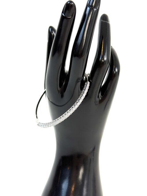 1/4 TCW Natural Diamonds in .925 Sterling Silver Bangle Bracelet - Image 2