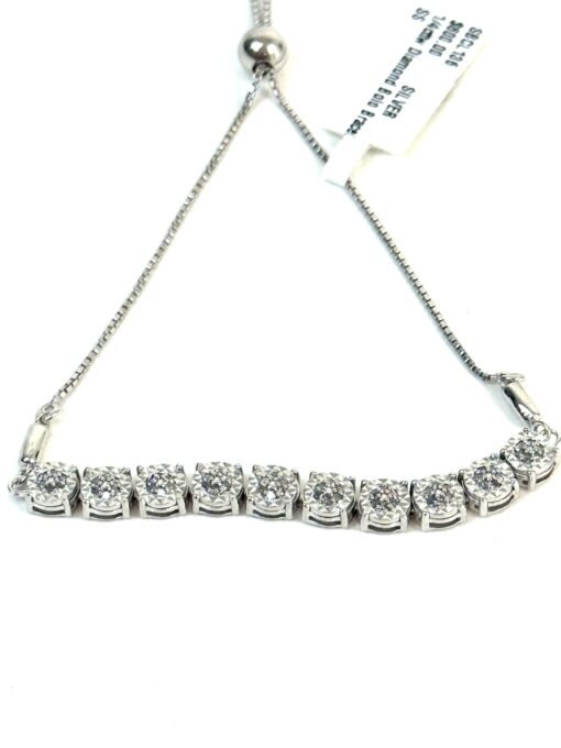 1/4 TCW Natural Diamonds in .925 Sterling Silver Bolo Bracelet - Image 5