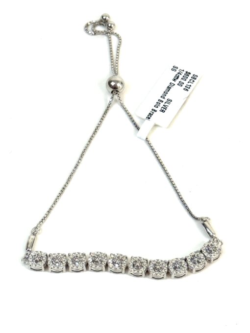 1/4 TCW Natural Diamonds in .925 Sterling Silver Bolo Bracelet - Image 4