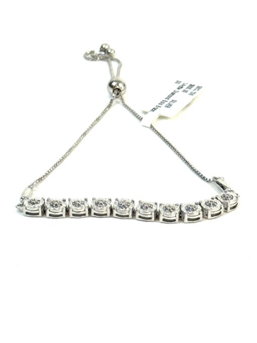 1/4 TCW Natural Diamonds in .925 Sterling Silver Bolo Bracelet - Image 3
