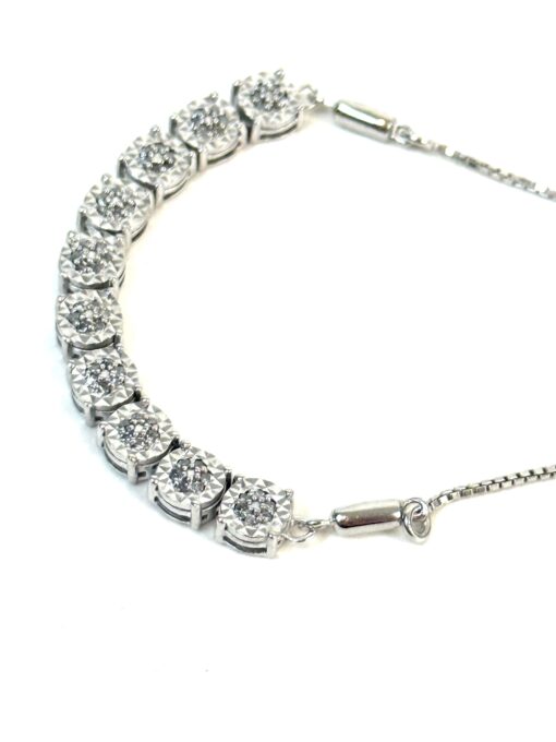 1/4 TCW Natural Diamonds in .925 Sterling Silver Bolo Bracelet