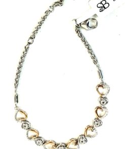 Alternative view of .03 TCW Natural Diamonds in .925 Sterling Silver 2 Tone Heart Shape Bracelet
