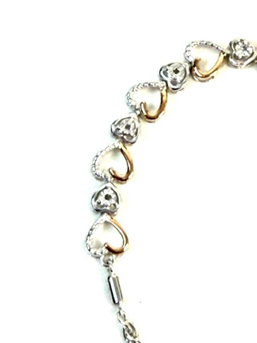 .03 TCW Natural Diamonds in .925 Sterling Silver 2 Tone Heart Shape Bracelet - Image 5