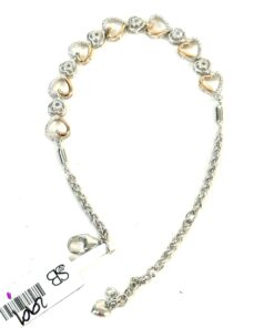 .03 TCW Natural Diamonds in .925 Sterling Silver 2 Tone Heart Shape Bracelet