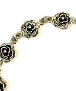 Alternative view of .925 Sterling Silver Roses Bracelet 7" Vintage Look