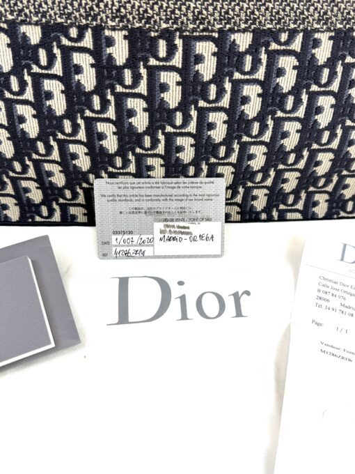 Dior Large Book Tote Ecru and Blue Dior Oblique Embroidery - Image 8