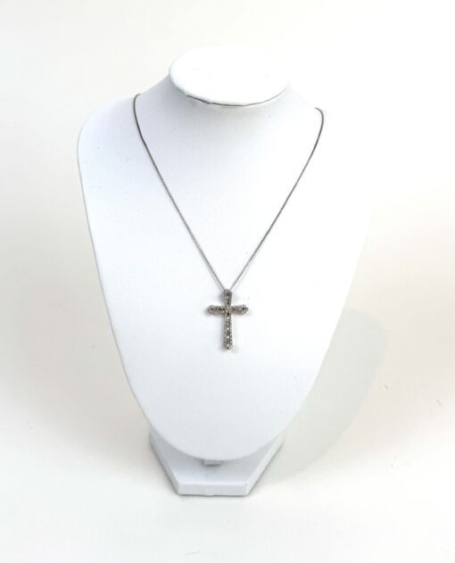 .60 Natural Diamond and .925 Sterling Silver 18" Cross Pendant Necklace - Image 2