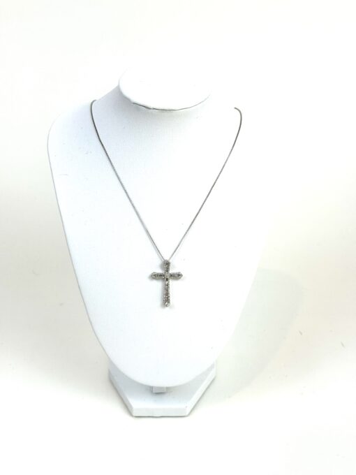.60 Natural Diamond and .925 Sterling Silver 18" Cross Pendant Necklace - Image 3