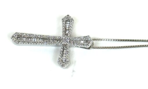 .60 Natural Diamond and .925 Sterling Silver 18" Cross Pendant Necklace - Image 5