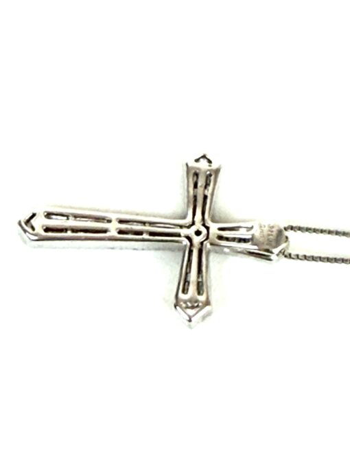 .60 Natural Diamond and .925 Sterling Silver 18" Cross Pendant Necklace - Image 4