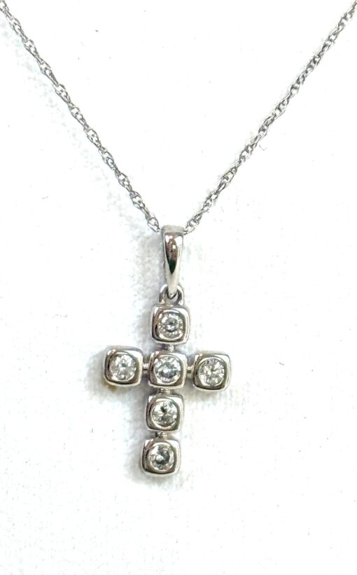 .50 Natural Diamond and 14K Gold 18" Cross Pendant Necklace