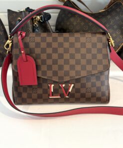 LOUIS VUITTON Beaubourg Damier Ebene Shoulder Bag in Brown/Red