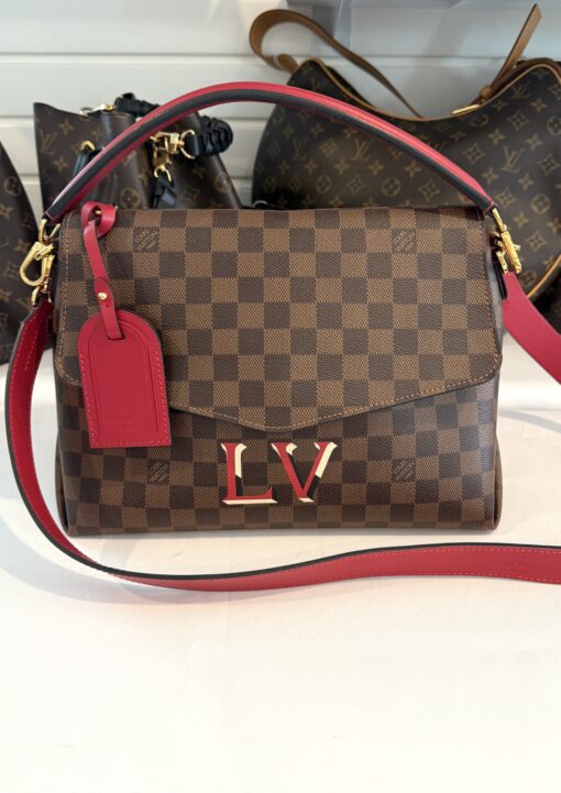 LOUIS VUITTON Beaubourg Damier Ebene Shoulder Bag in Brown/Red