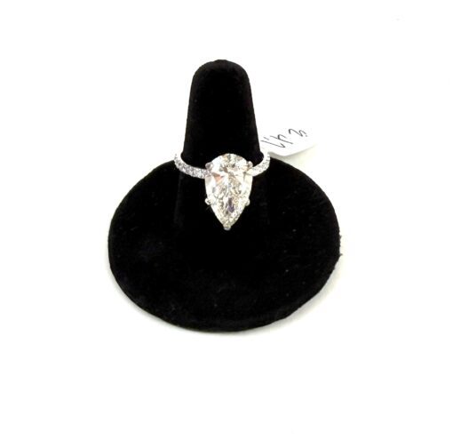 Lab Grown 4.70 Carat Pear Brilliant Cut Diamond 14K White Gold Engagement Ring - Image 5