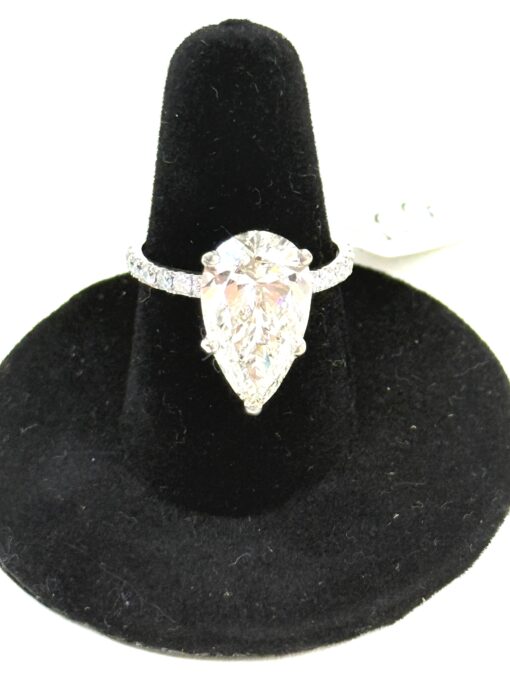 Lab Grown 4.70 Carat Pear Brilliant Cut Diamond 14K White Gold Engagement Ring - Image 7