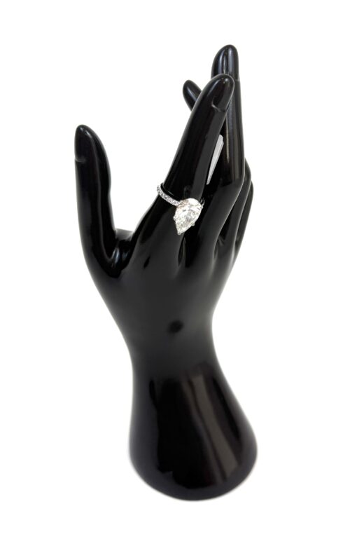 Lab Grown 4.70 Carat Pear Brilliant Cut Diamond 14K White Gold Engagement Ring - Image 3