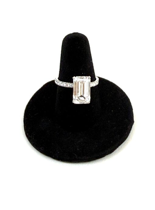 Lab Grown 4.07 Carat Emerald Cut Diamond 14K White Gold Engagement Ring - Image 2