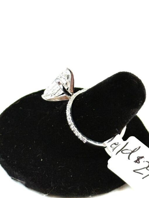 Lab Grown 4.07 Carat Emerald Cut Diamond 14K White Gold Engagement Ring - Image 4