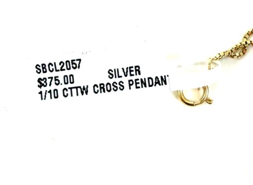 Brand new 18" Yellow Silver Sterling Cross Pendant 1/10 TCW Natural Diamonds - #1 - Image 6