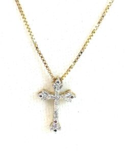 Brand new 18" Yellow Silver Sterling Cross Pendant 1/10 TCW Natural Diamonds - #1