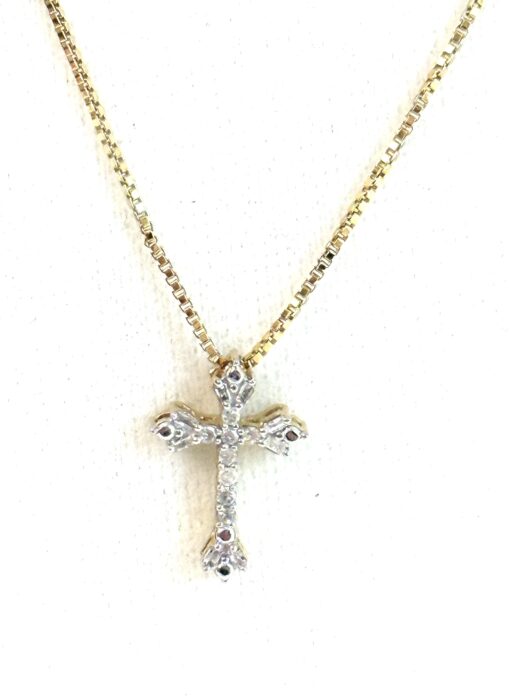 Brand new 18" Yellow Silver Sterling Cross Pendant 1/10 TCW Natural Diamonds - #1