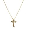 Cross pendant hanging from the chain against white
