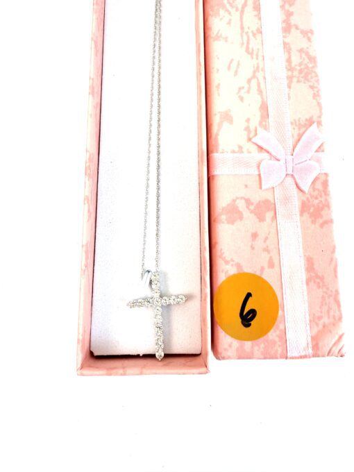 Brand new 18" .925 Silver Sterling Cross Pendant Lab White Sapphire Stones  - #6 - Image 9