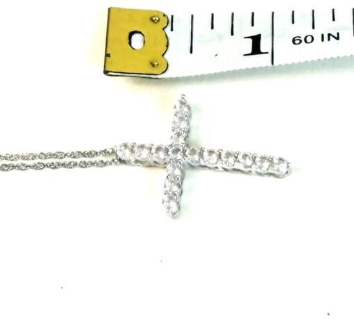 Brand new 18" .925 Silver Sterling Cross Pendant Lab White Sapphire Stones  - #6 - Image 5