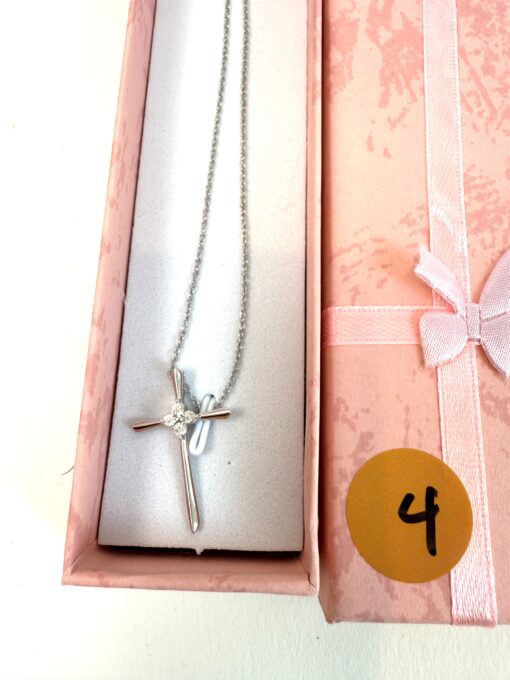Brand new 18" .925 Silver Sterling Cross Pendant .01 Carat TW - #4 - Image 5