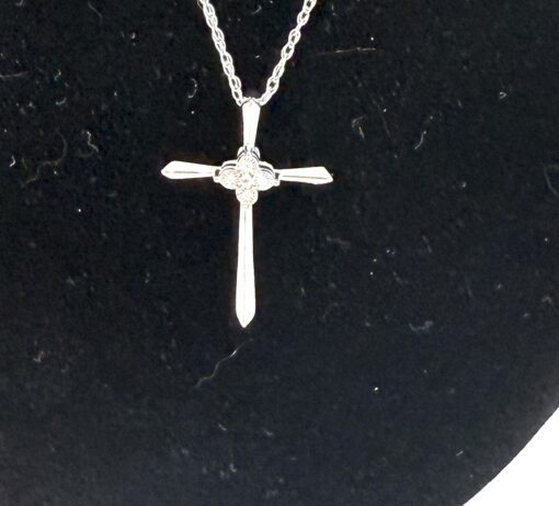 Brand new 18" .925 Silver Sterling Cross Pendant .01 Carat TW - #4 - Image 9