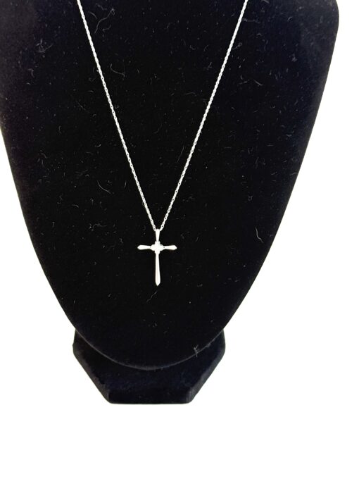 Brand new 18" .925 Silver Sterling Cross Pendant .01 Carat TW - #4 - Image 3